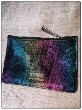 AIMEE Metallic Rainbow Zip Pouch - Iridescent Multi-Color Women's Bag